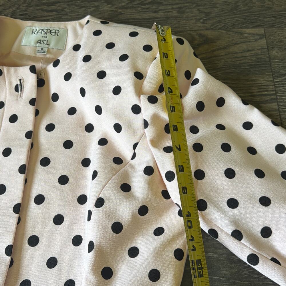 Vintage Kasper ASL Polka Dot Skirt Suit Sz 8 Blush Pink Black Barbiecore 90’s - Picture 8 of 16